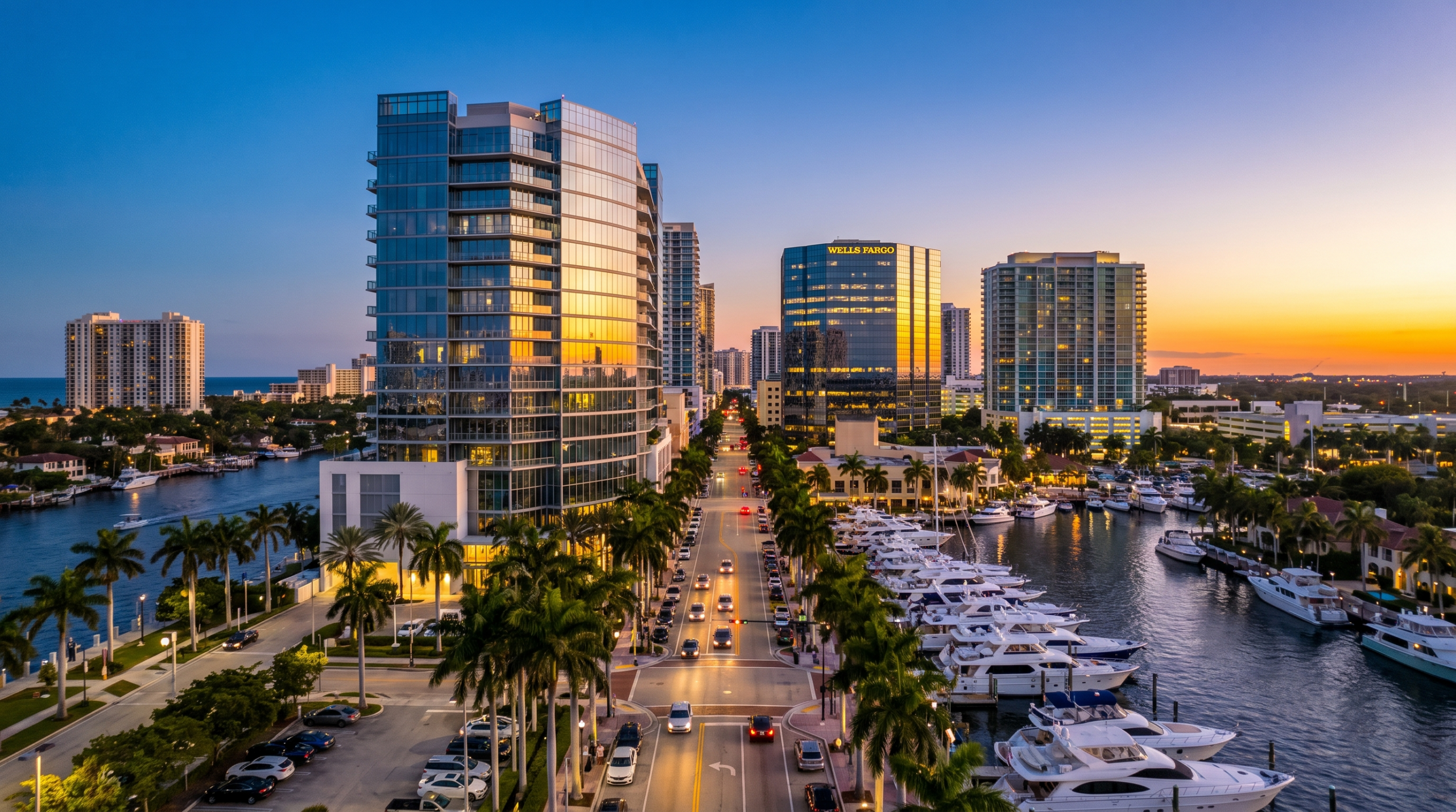 Fort Lauderdale cost of living — downtown skyline and Intracoastal Waterway at twilight